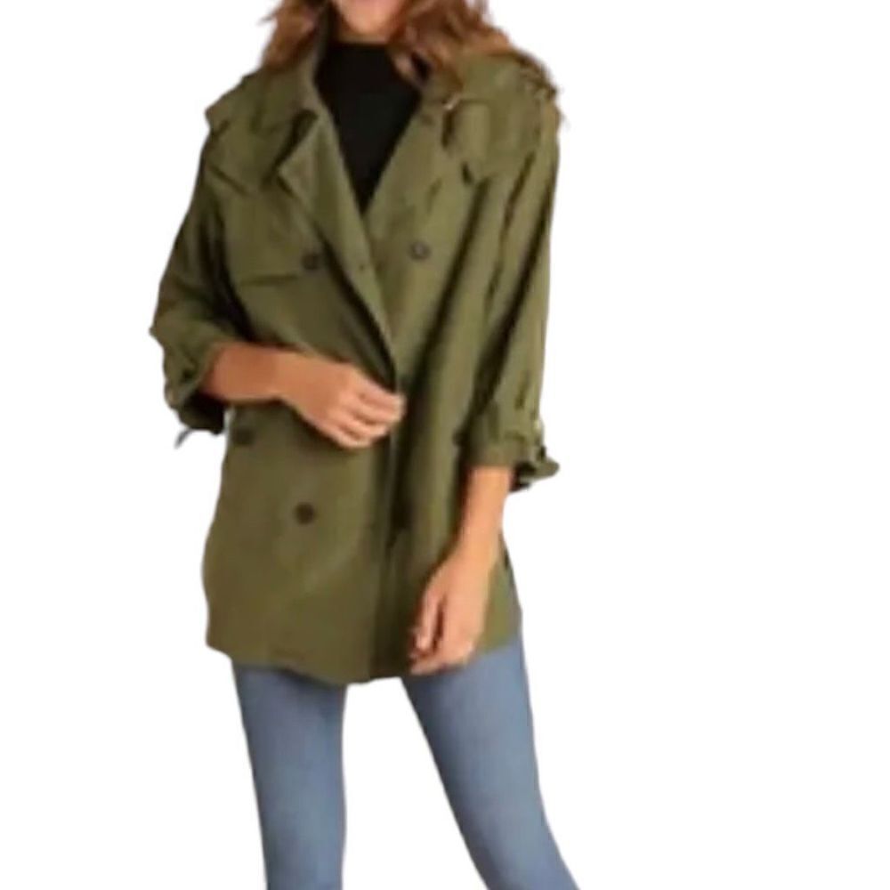 Umgee Olive‎ Double Breasted Tactical Lightweight Jacket Size Small